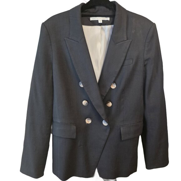 Veronica Beard Black GAYA Linen Blend Dickey Jacket - sz16 - Picture 1 of 5